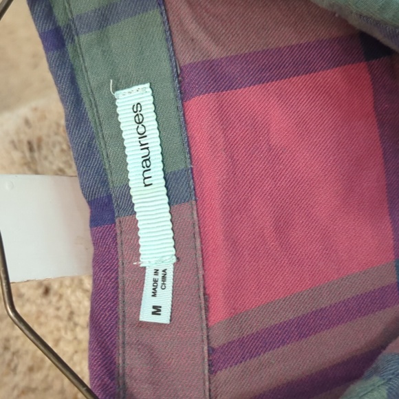 Women's Maurices Long Sleeve Pink/Green Plaid Shirt, Size Medium - Picture 2 of 5